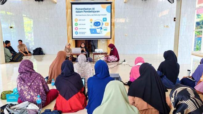 Foto berita: Duduk Santai di Masjid Fajar Muda, Guru SD Muhammadiyah 2 Tulangan Berinovasi Membuat Game Berbasis 